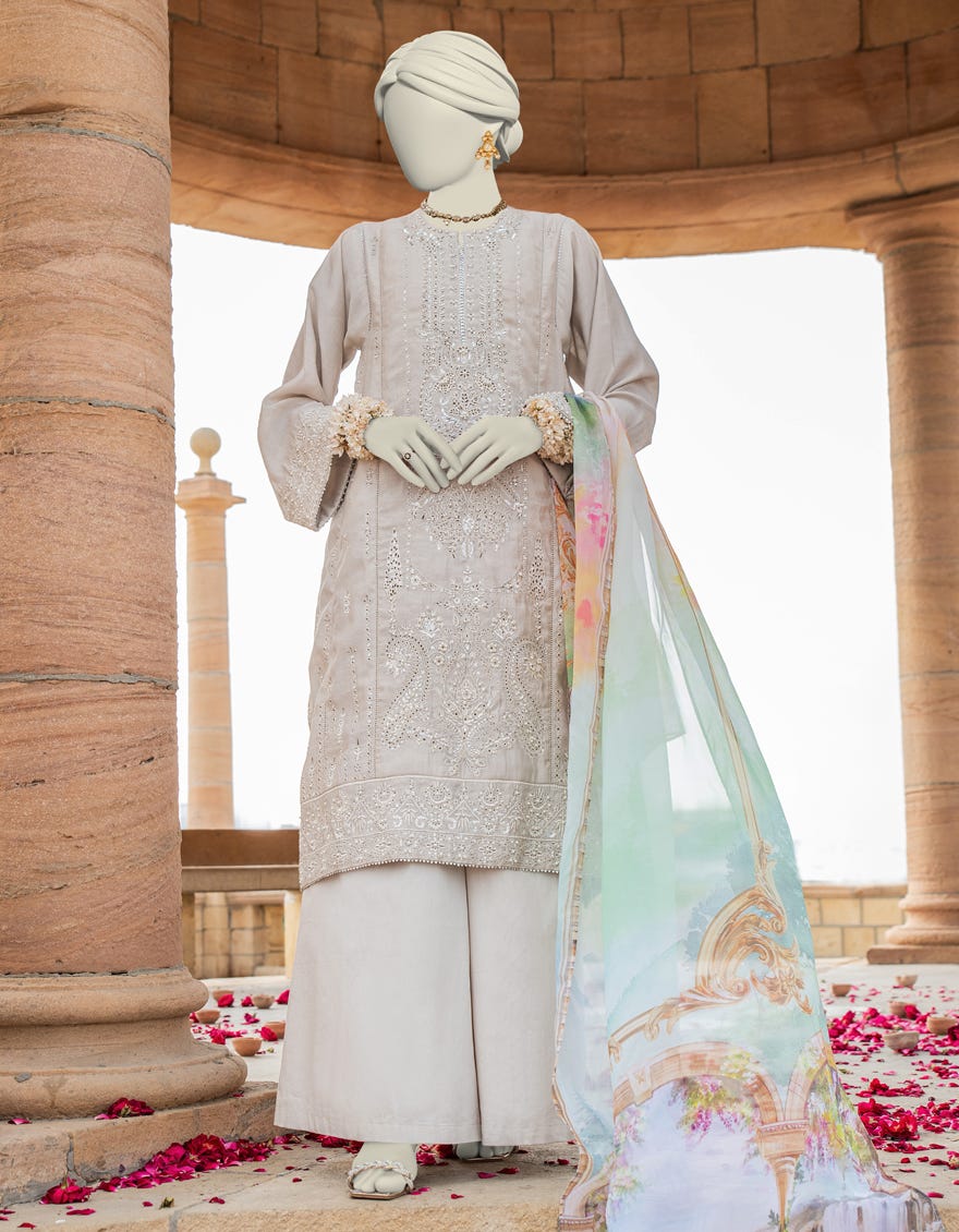 Beige Paper Cotton Stitched 3 Piece | Jjpw-S-Jps-24-3932