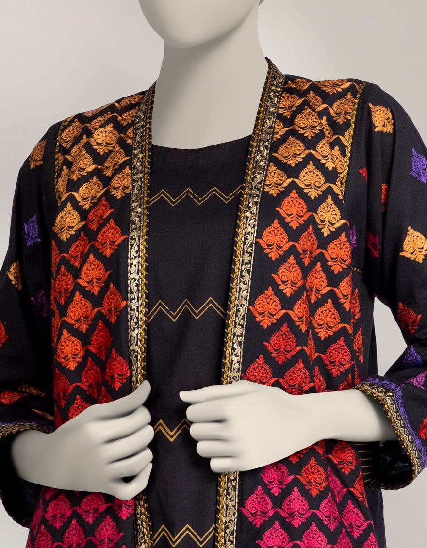 BLACK LAWN SILK EMBROIDERED FORMAL CO-ORD SET
