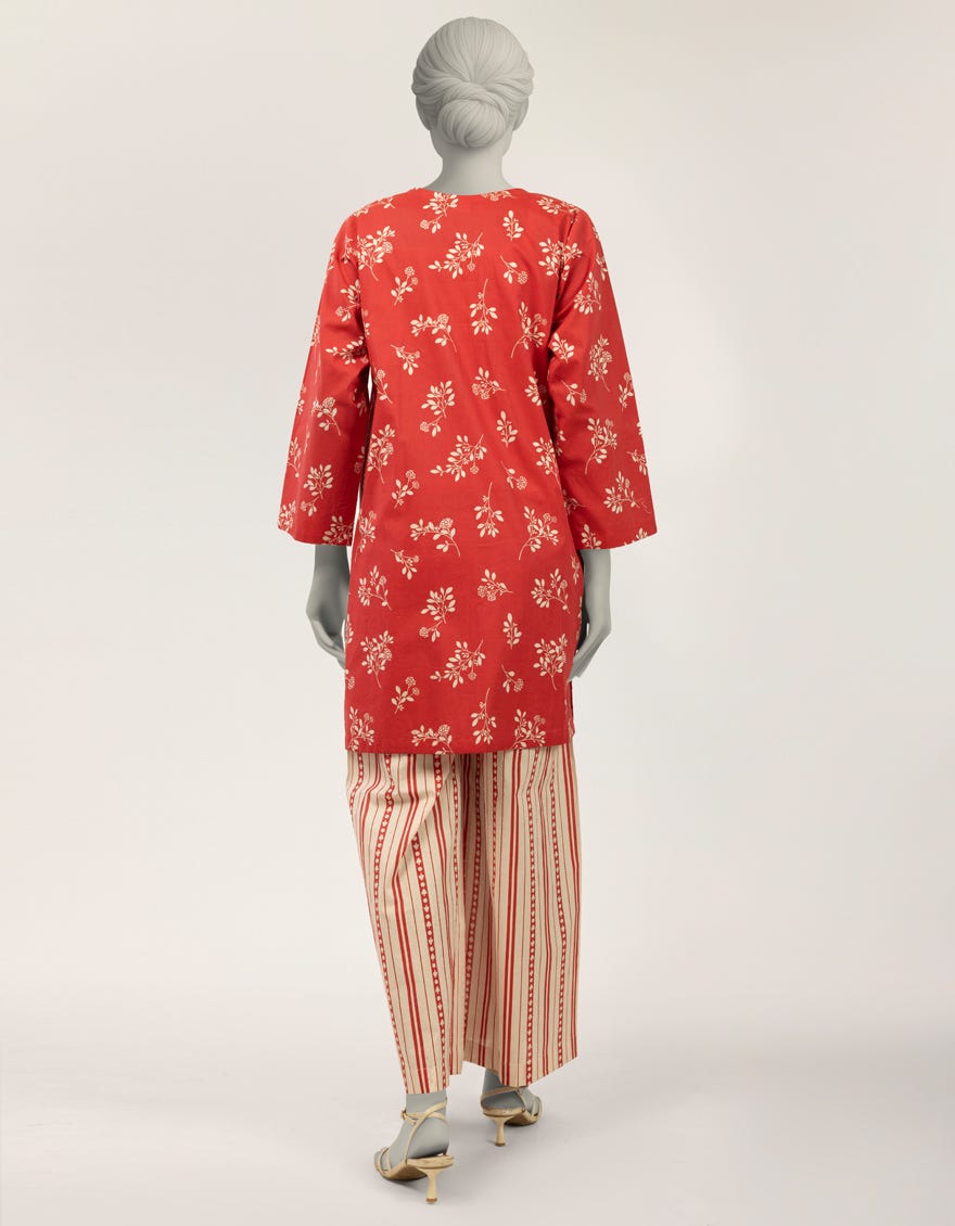 RED LAWN PASTE PRINTED CO-ORD SET