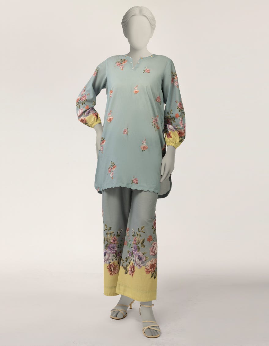 BLUE LAWN DIGITAL PRINTED CO-ORD SET