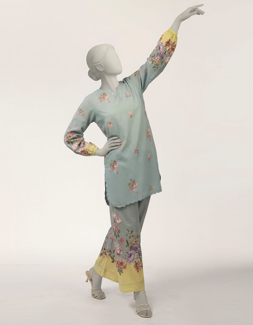 BLUE LAWN DIGITAL PRINTED CO-ORD SET
