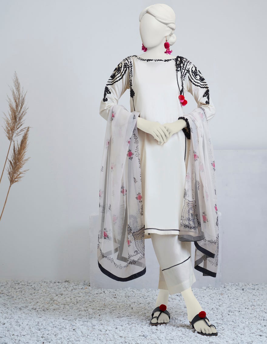 Yellow Lawn 3 Piece Stitched Dress | Jjpw-S-Jpw-23-002