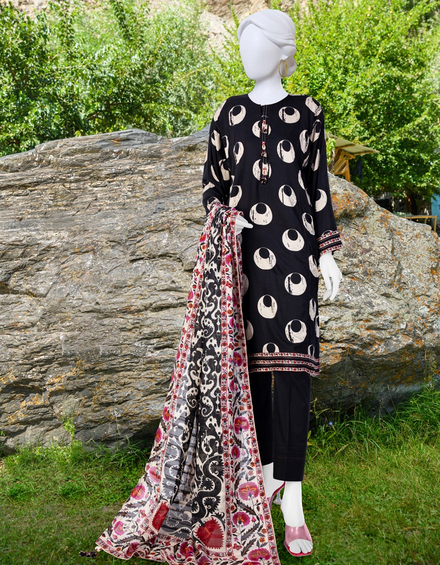Black Unstitched 3 Piece Dress | Jjls-S-Jpw-23-005