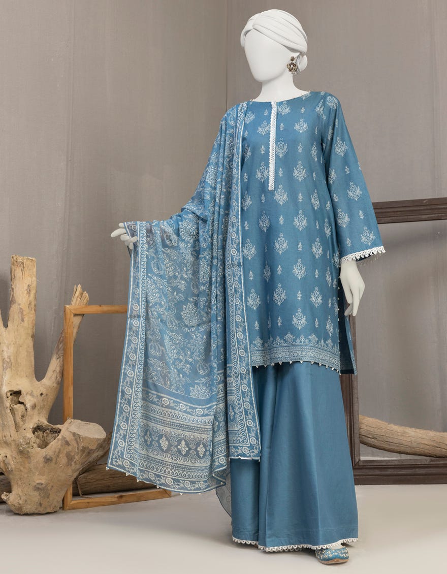 Blue Lawn Unstitched 3 Piece Dress | Jjls-S-Jpw-23-009