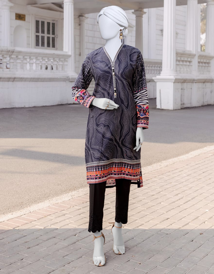 Black Cambric 2 Piece Stitched Dress | Jjpw-S-Jpw2-23-546