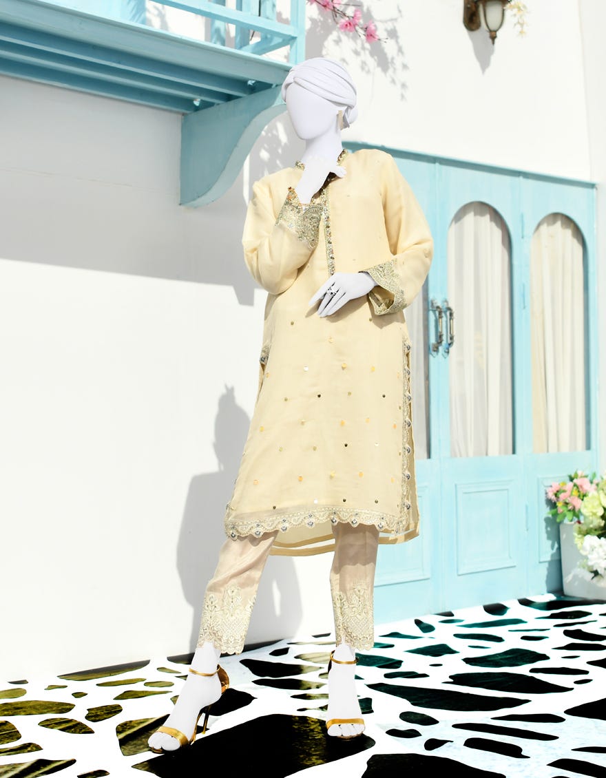 Beige Silk Women's Kurti | Jjlk-S-Jpwk-23-879