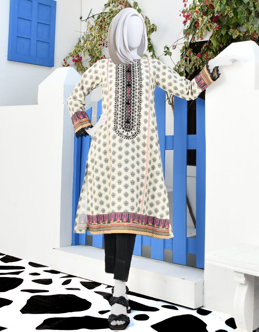 Off White Lawn Women's Kurti | Jjlk-S-Jpwk-23-885