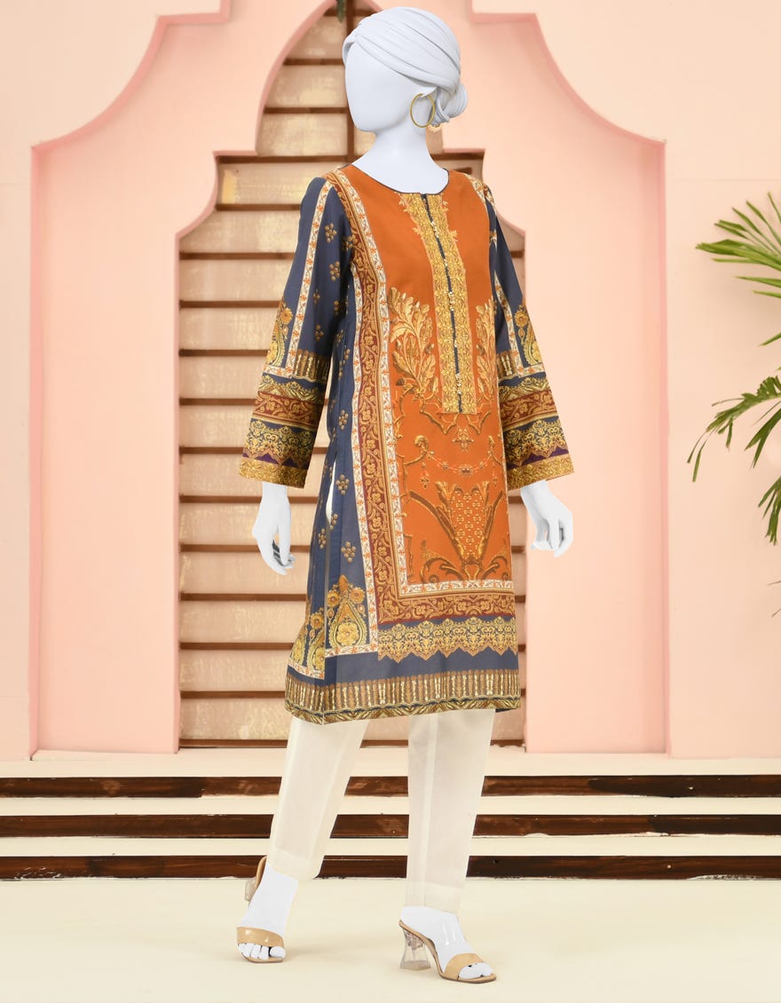 Navy Blue Lawn Women's Kurti | Jjlk-S-Jpwk-23-886