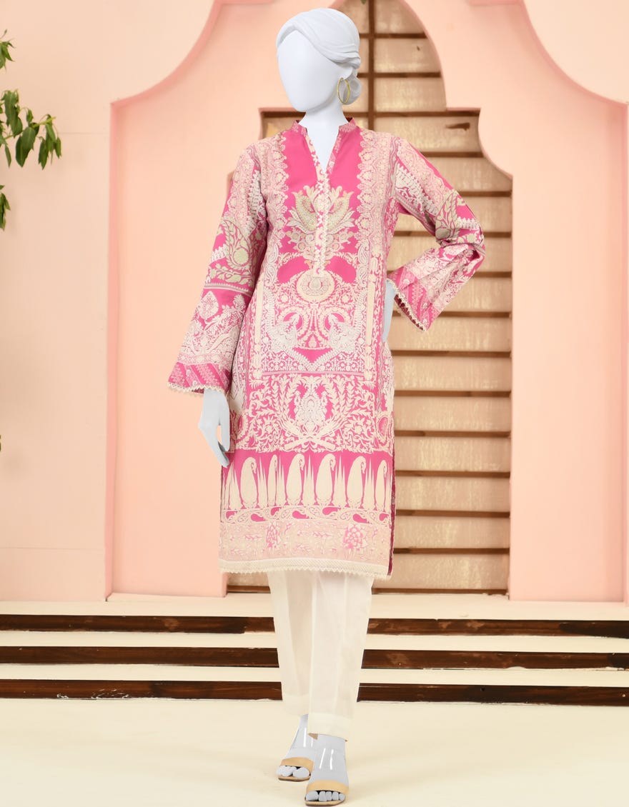 Pink Cambric Women's Kurti | Jjlk-S-Jpwk-23-887