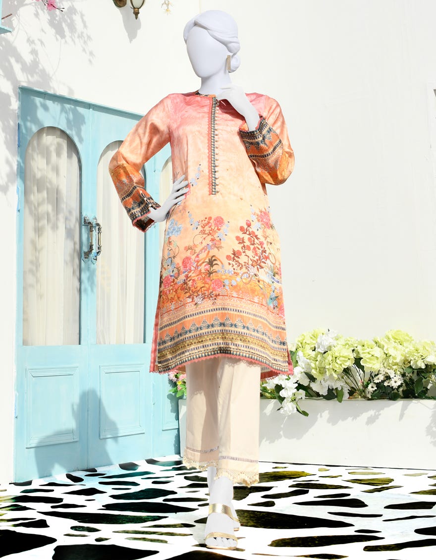 Peach Silk Women's Kurti | Jjlk-S-Jpwk-23-889