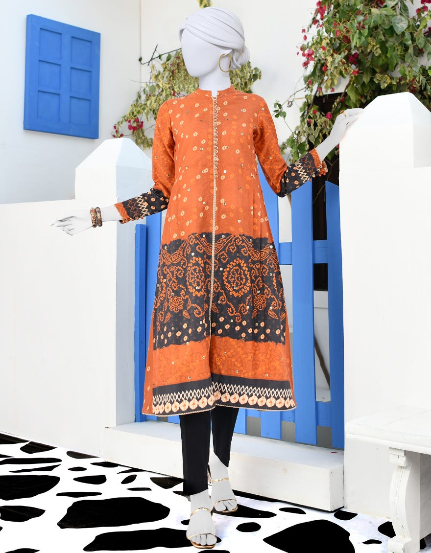 RUST CAMBRIC KURTI | JJLK-S-JPWK-23-890