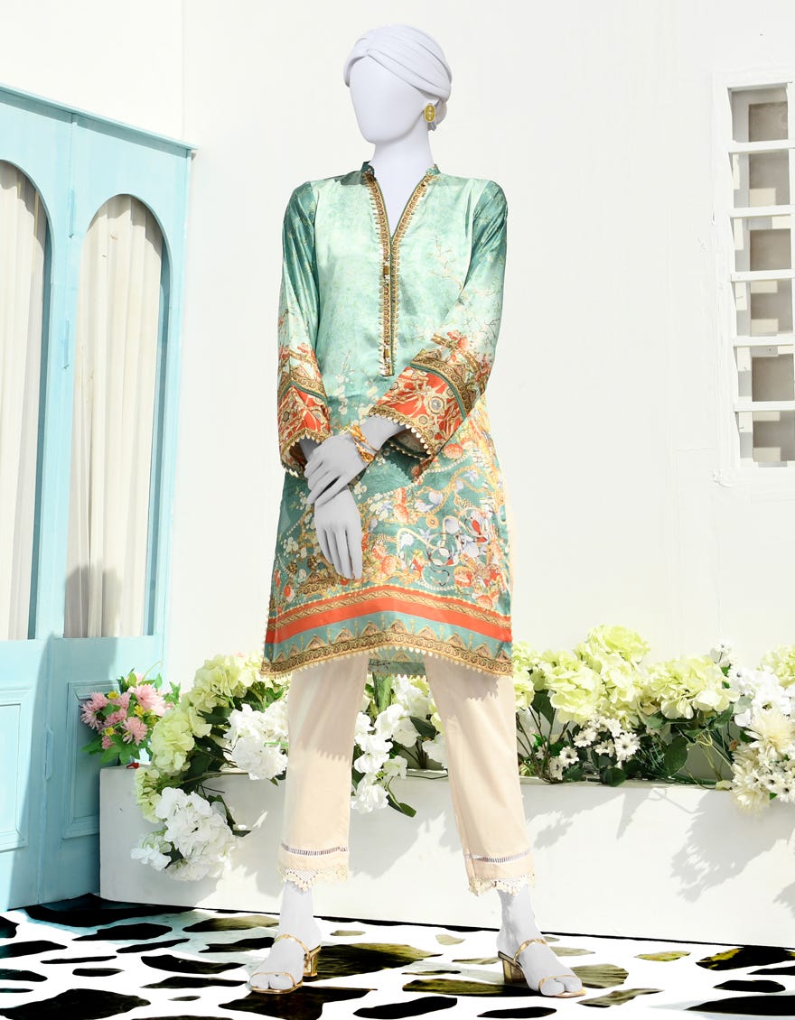 Green Silk Women's Kurti | Jjlk-S-Jpwk-23-891