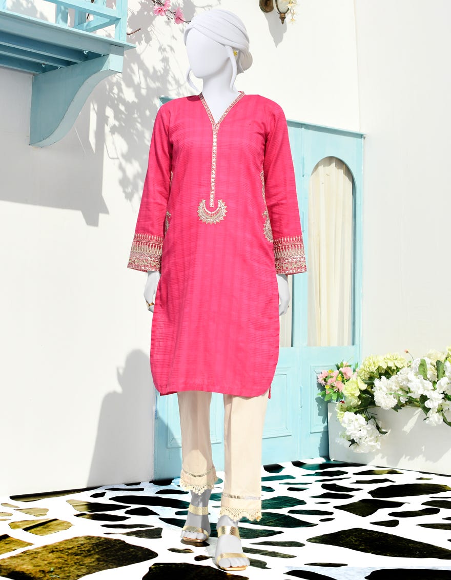 Pink Dobby Women's Kurti | Jjlk-S-Jpwk-23-917