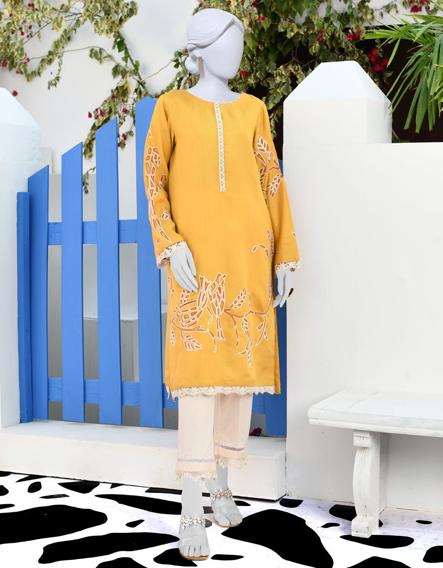 Yellow Silk Women's Kurti | Jjlk-S-Jpwk-23-922