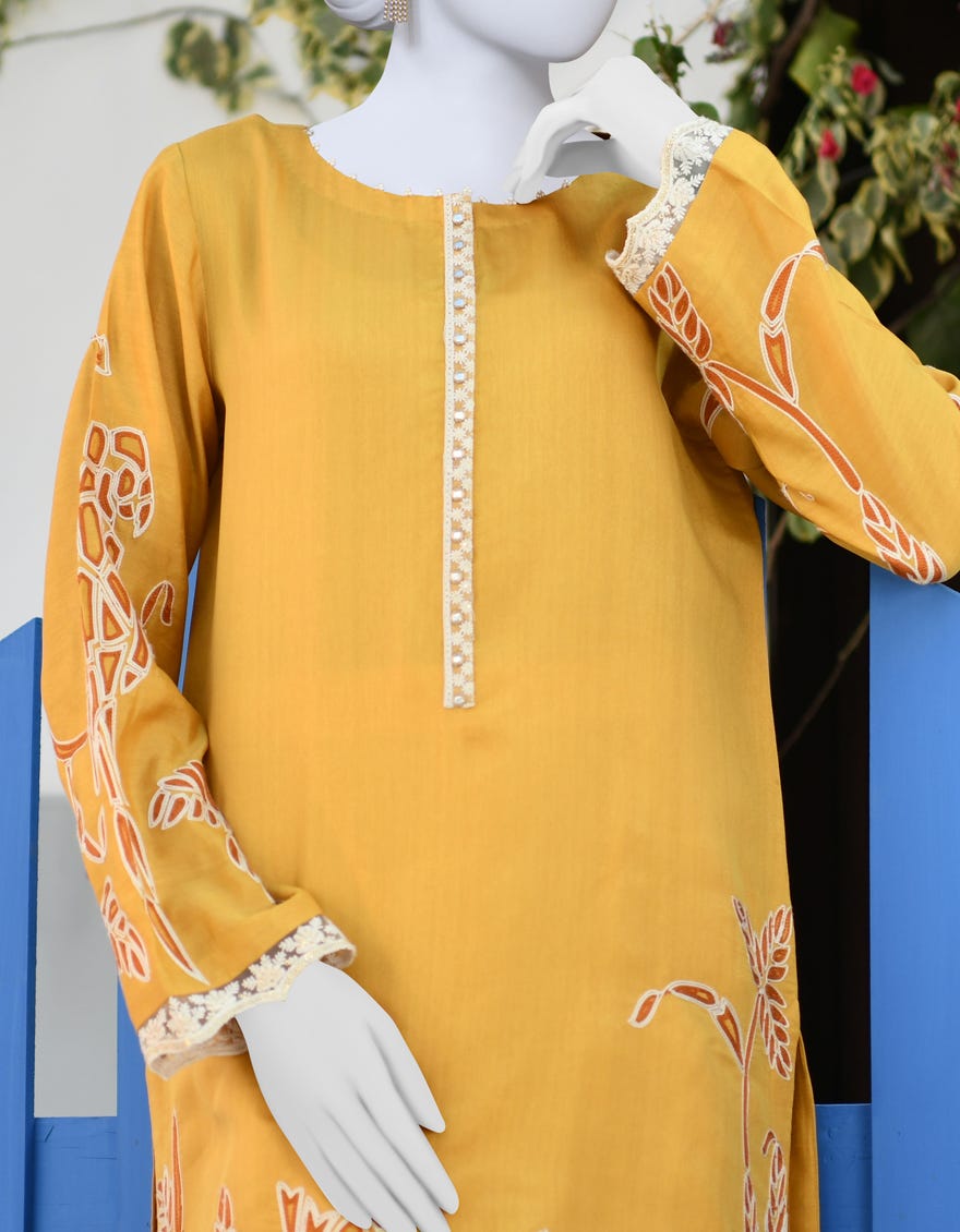 YELLOW SILK KURTA