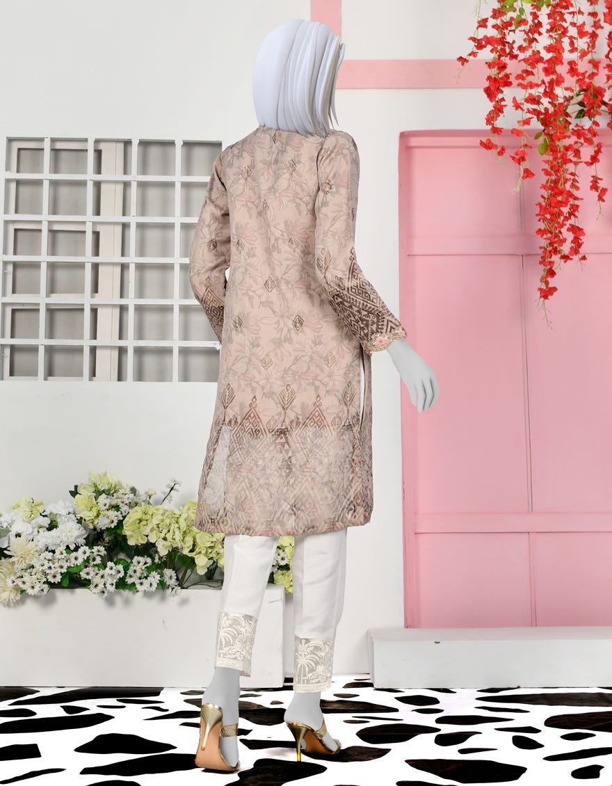 BEIGE ORGANZA KURTA