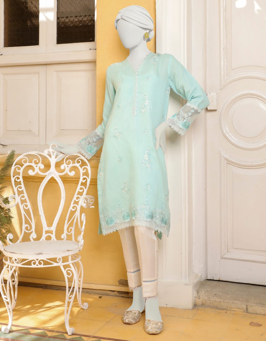 Blue Net Women's Kurti | Jjlk-S-Jpwk-23-943