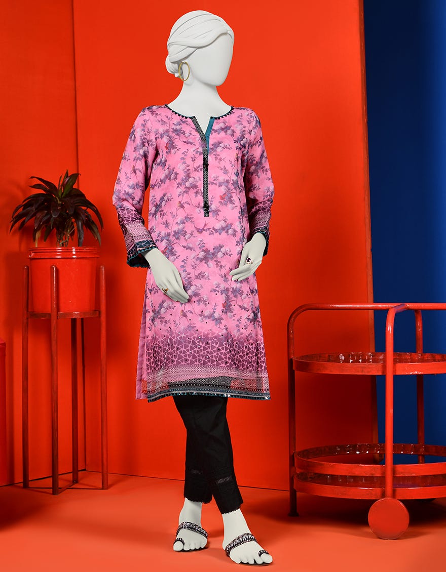 Pink Organza Women's Kurti | Jjlk-S-Jpwk-23-957