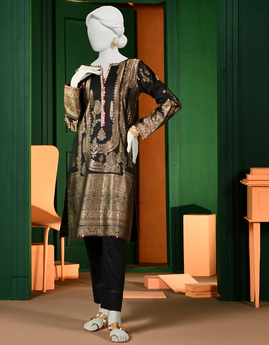 Black Jacquard Women's Kurti | Jjlk-S-Jpwk-23-960