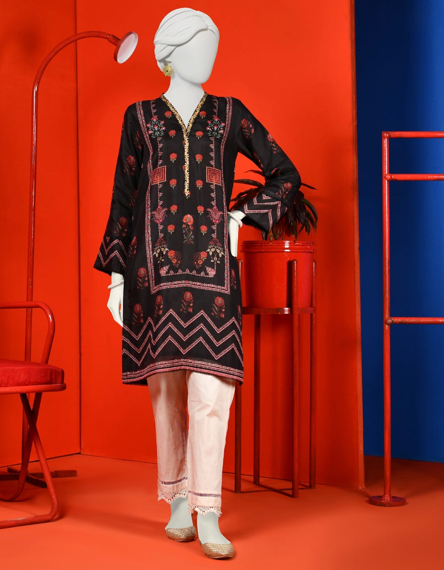Black Slub Women's Kurti | Jjlk-S-Jpwk-23-961