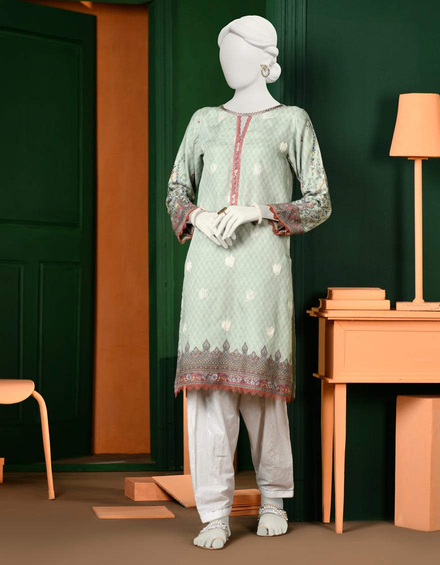 Green Slub Women's Kurti | Jjlk-S-Jpwk-23-964