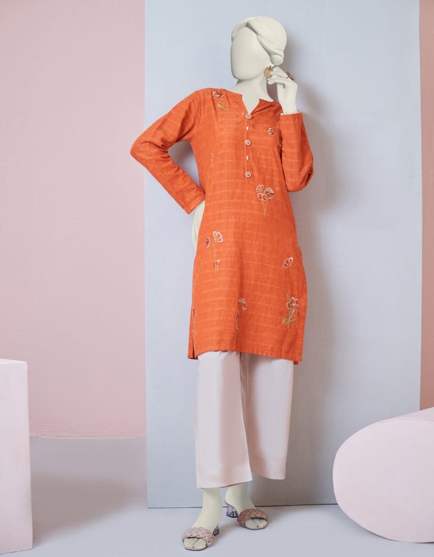 Orange Dobby Women's Kurti | Jjlk-W-Jpwk-23-975