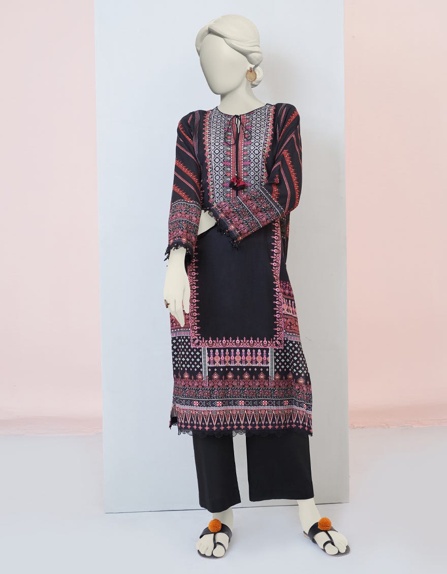 Black Khaddar Women's Kurti | Jjlk-W-Jpwk-23-977