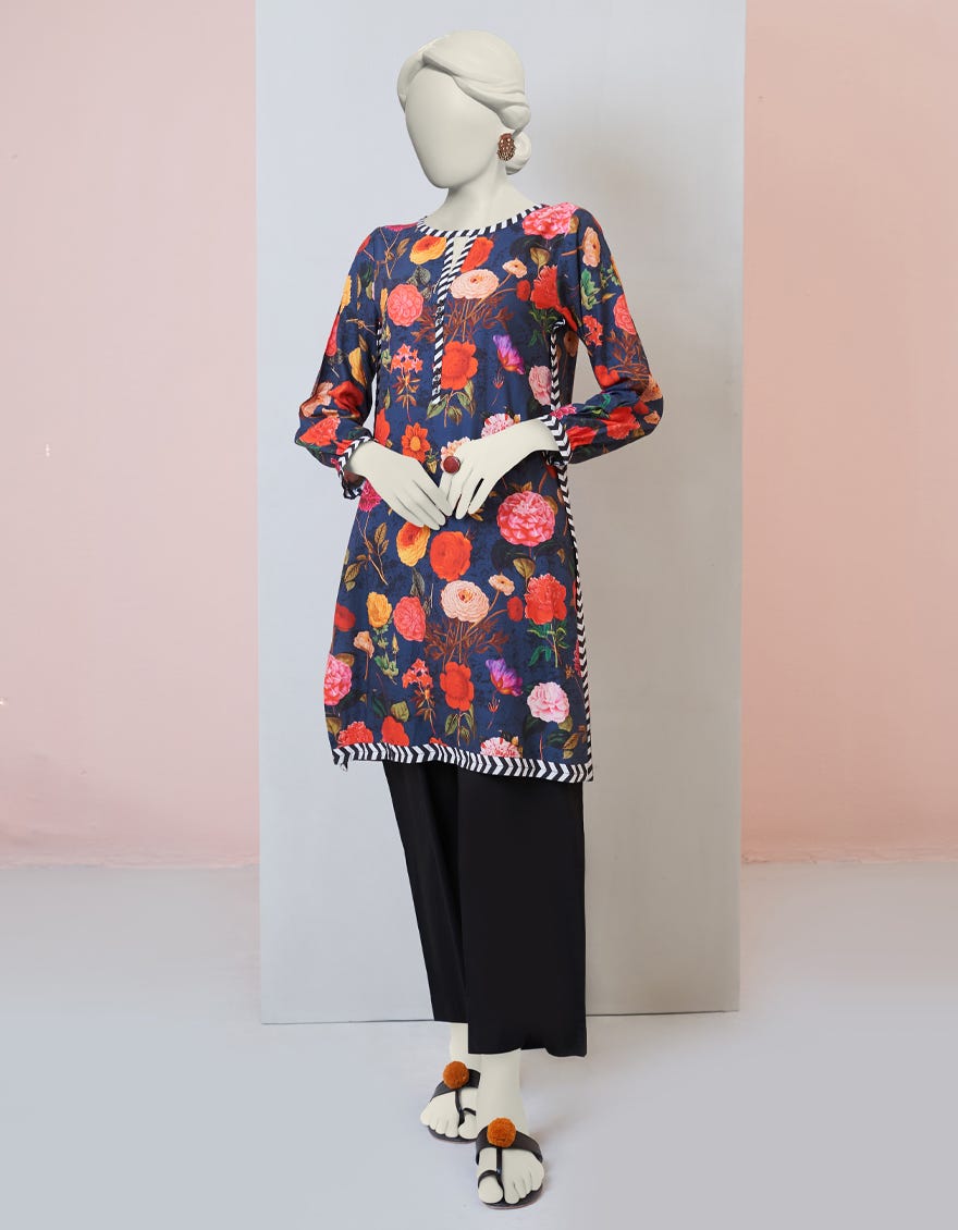 Blue Blended Women's Kurti | Jjlk-W-Jpwk-23-980