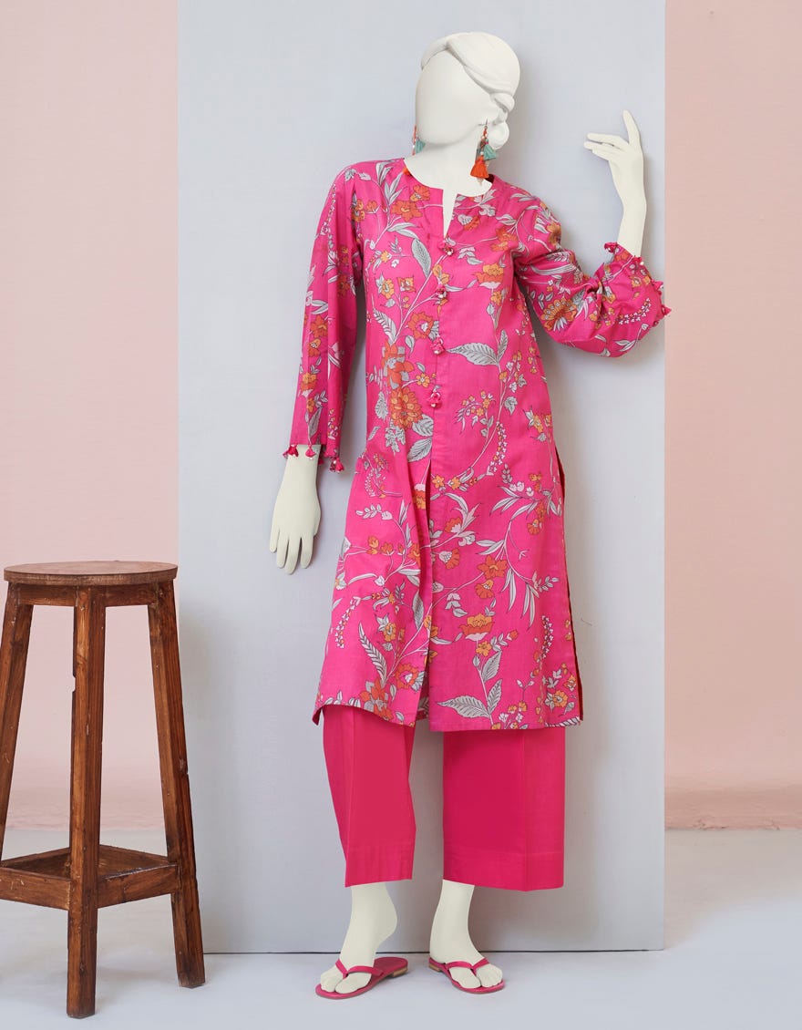 Pink Lawn Women's Kurti | Jjlk-S-Jpws-23-3002
