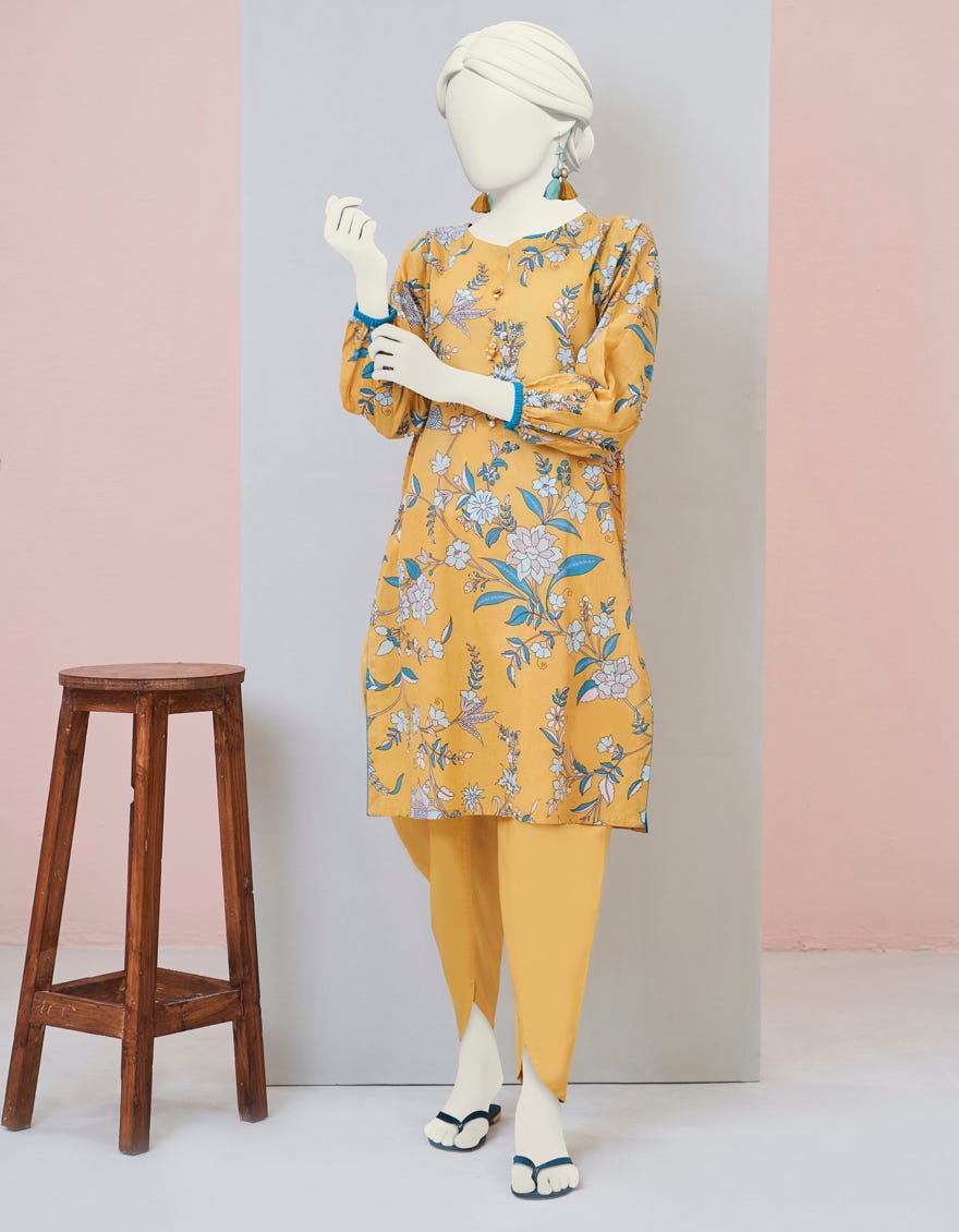 Yellow Lawn Women's Kurti | Jjlk-S-Jpws-23-3003