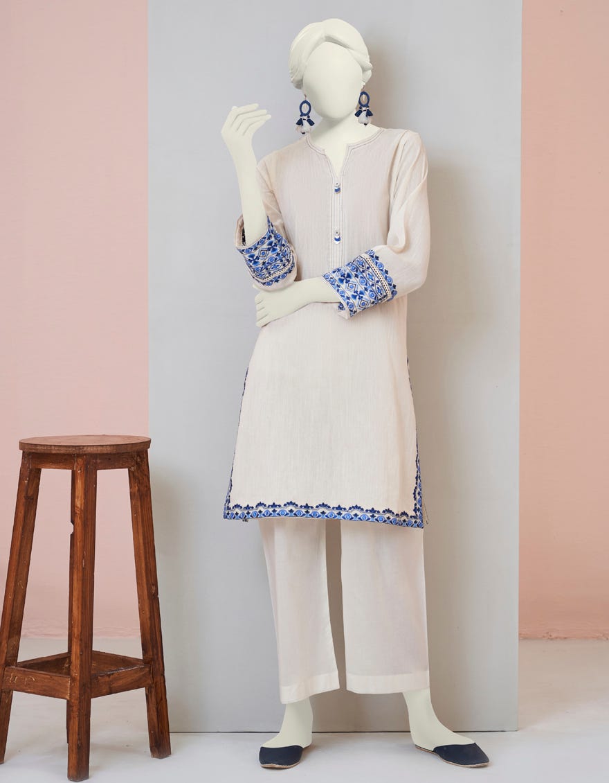 OFF WHITE DYED KURTA