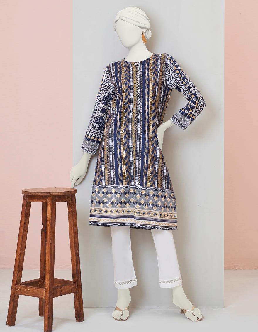 Blue Khaddar Women's Kurti | Jjlk-S-Jpws-23-3011