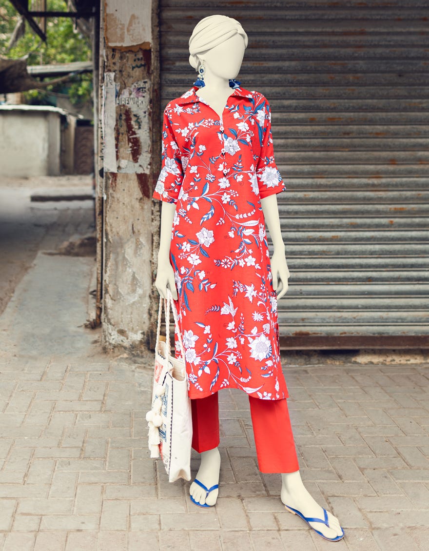 Red Women's Kurti | Jjlk-S-Jpws-23-3077