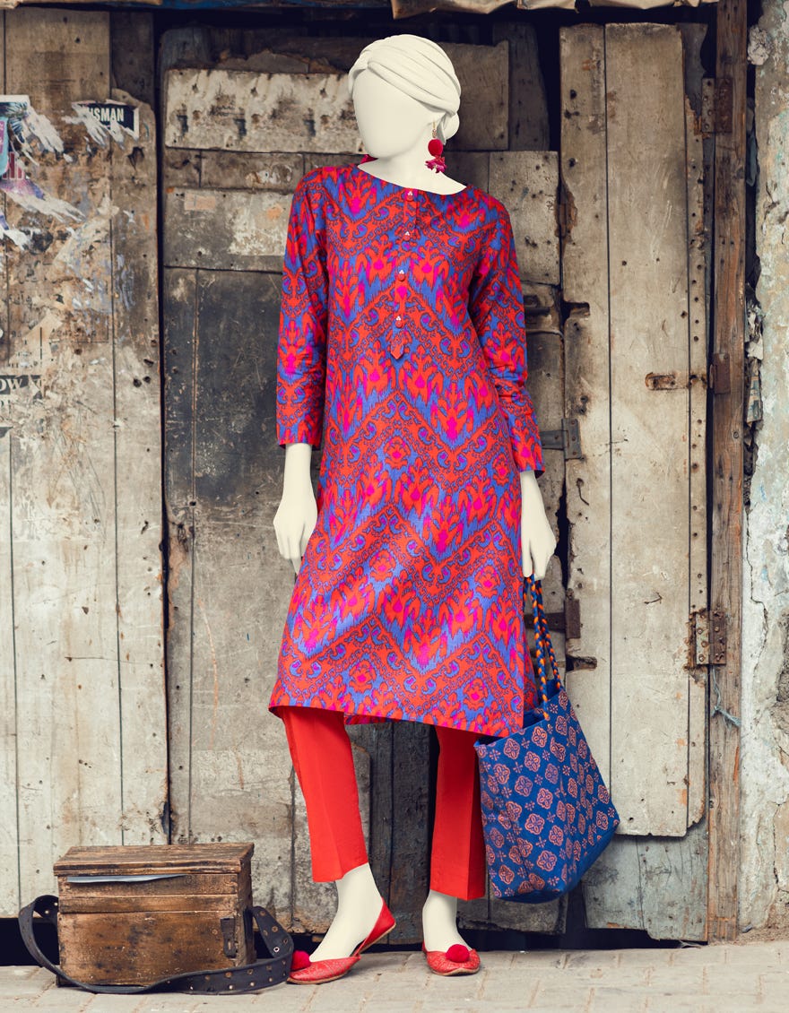 Orange Women's Kurti | Jjlk-S-Jpws-23-3079