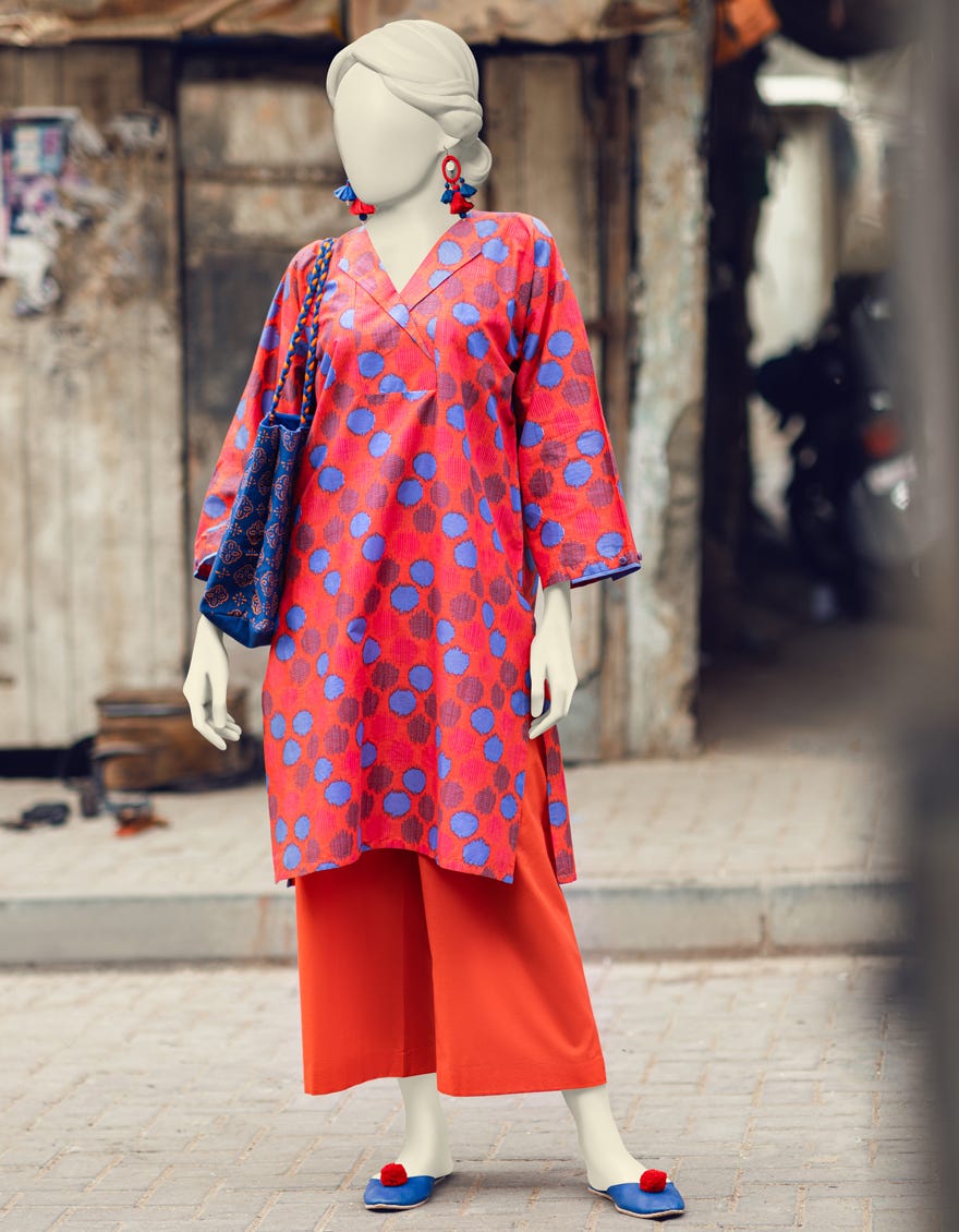 Orange Women's Kurti | Jjlk-S-Jpws-23-3080