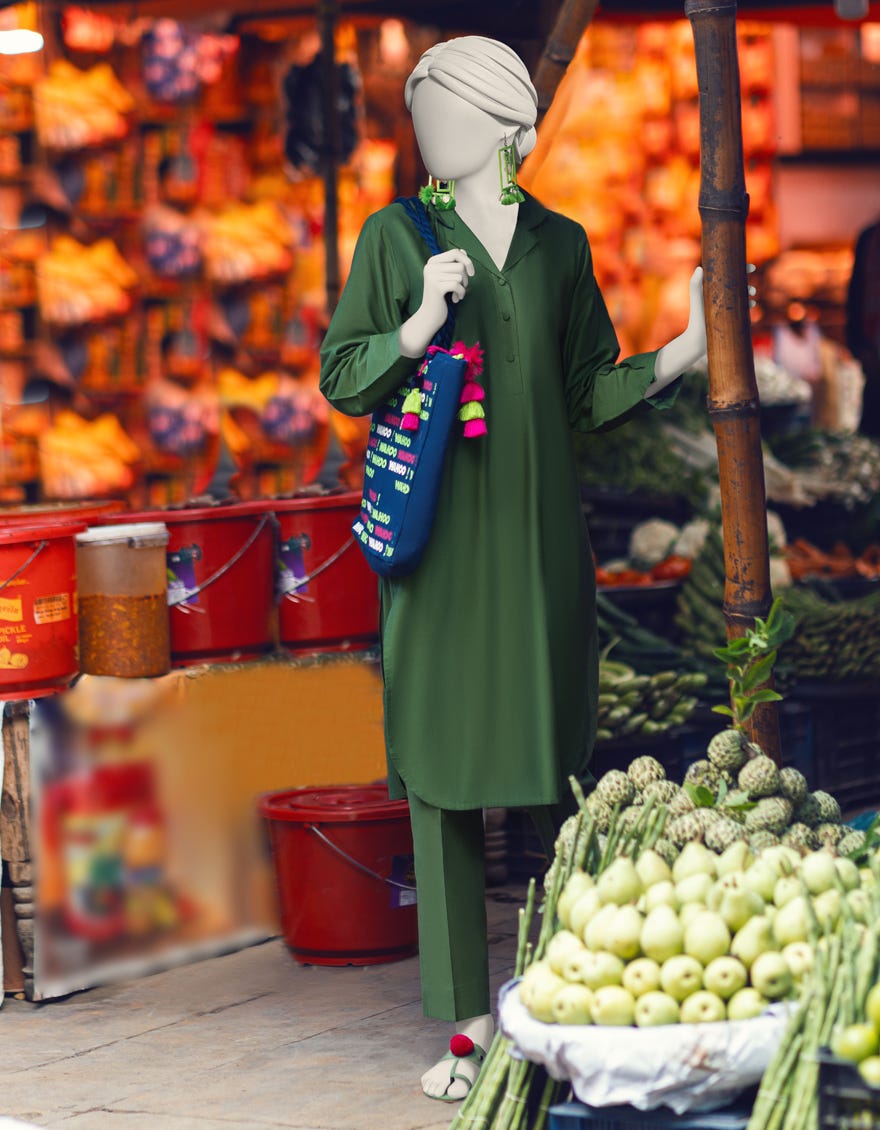 Green Cambric Women's Kurti | Jjlk-S-Jpws-23-3086