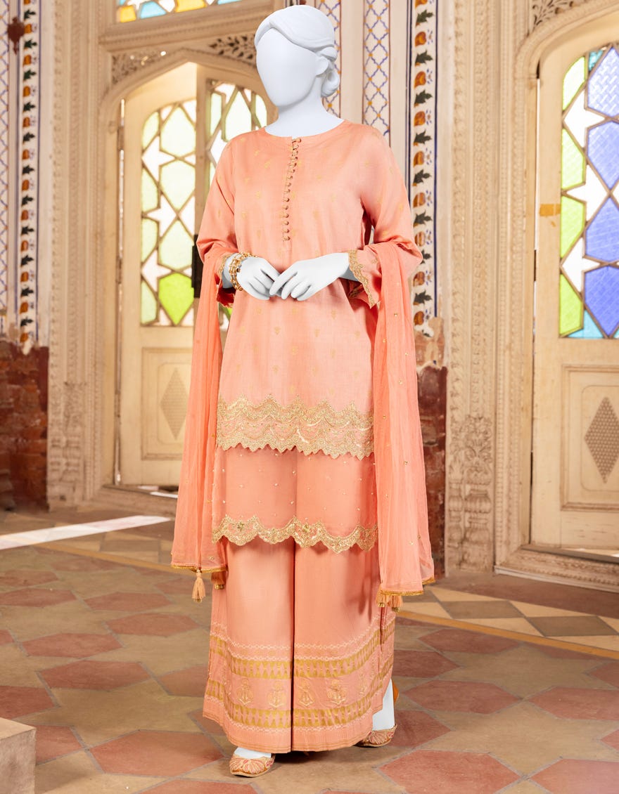Peach Lawn 3 Piece Stitched Dress | Jpws-S-Jpws-23-507