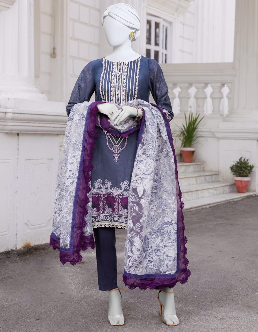 Violet Cambric Unstitched 3 Piece Dress | Jjls-S-Jpus-23-530