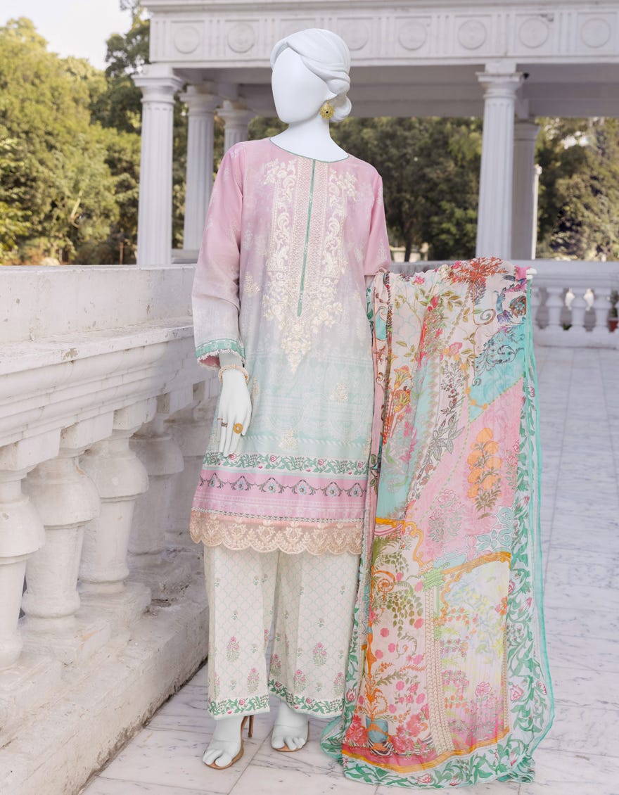 Pink Cambric 3 Piece Stitched Dress | Jjpw-S-Jpws-23-565