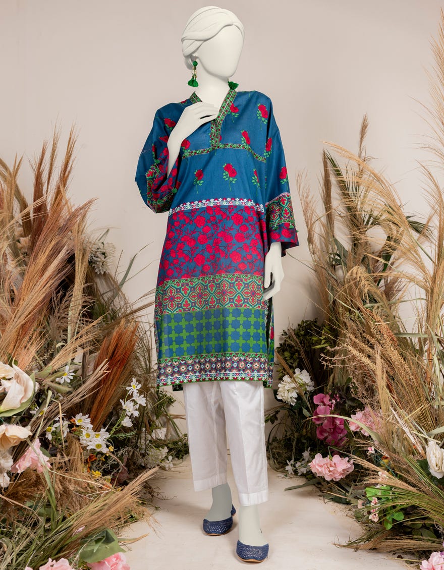 Blue Liminal Printed Women's Kurti | Jjlk-S-Jpws-24-3013