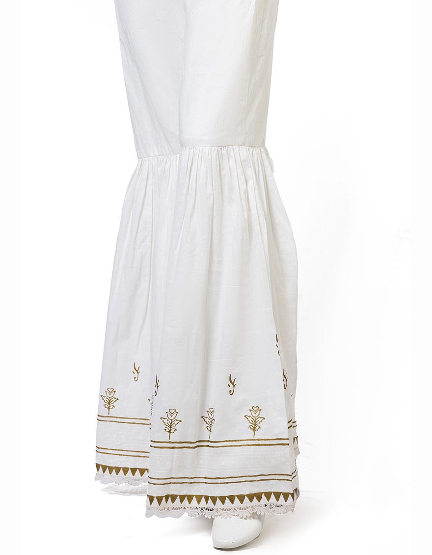 White Cambric Gharara | Jjgh-S-Jpwt-23-593