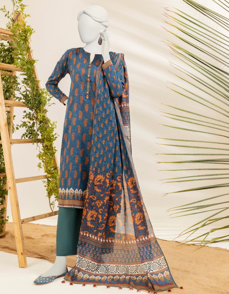 Blue Lawn Unstitched 3 Piece Dress | Jjls-S-Jpwu-23-015