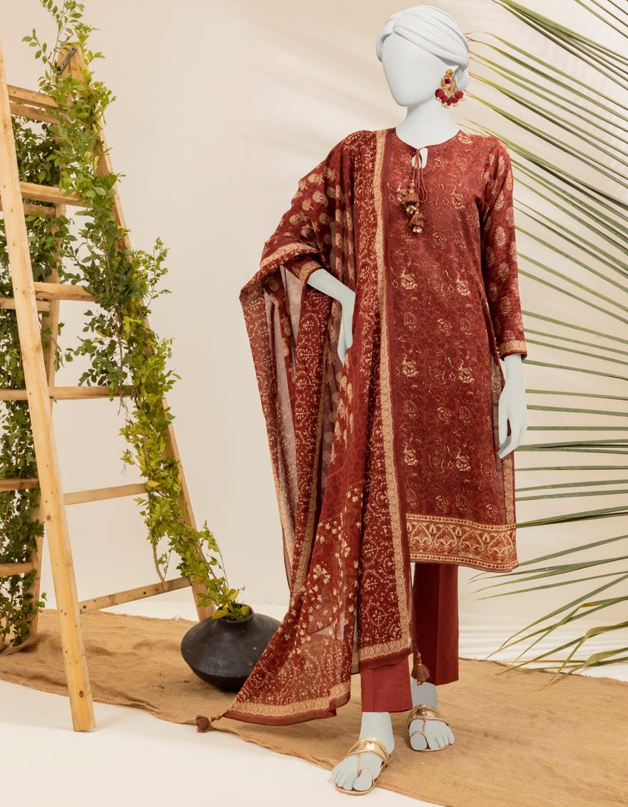 Brown Lawn Unstitched 3 Piece Dress | Jjls-S-Jpwu-23-016