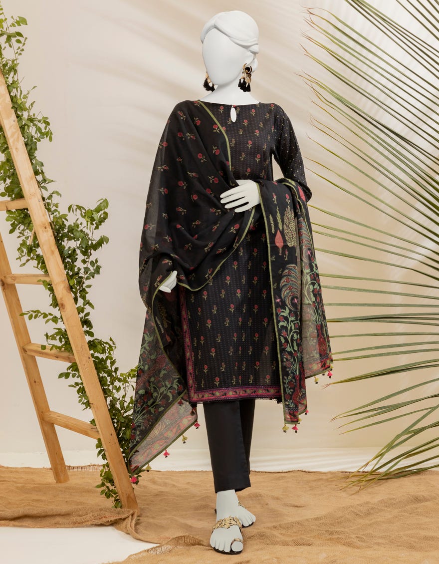 Black Lawn Unstitched 3 Piece Dress | Jjls-S-Jpwu-23-017