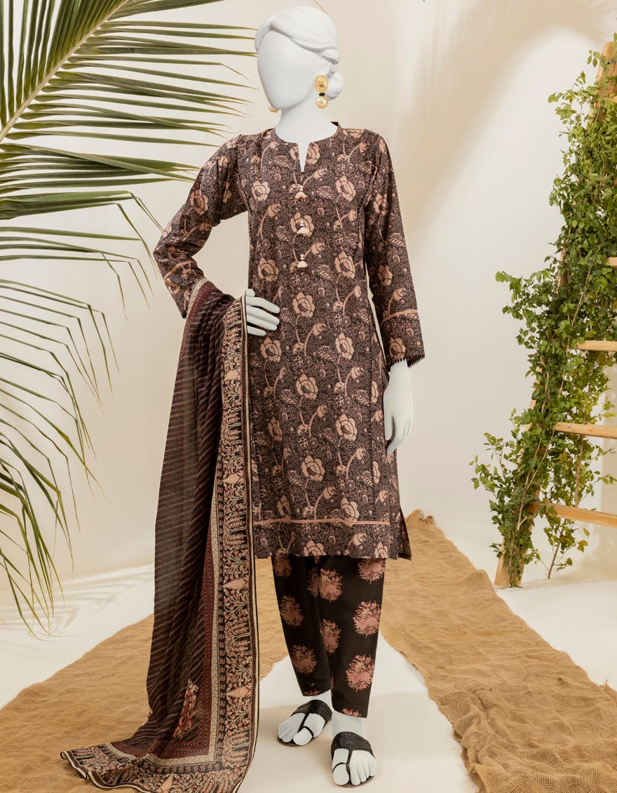 Brown Lawn Unstitched 3 Piece Dress | Jjls-S-Jpwu-23-025