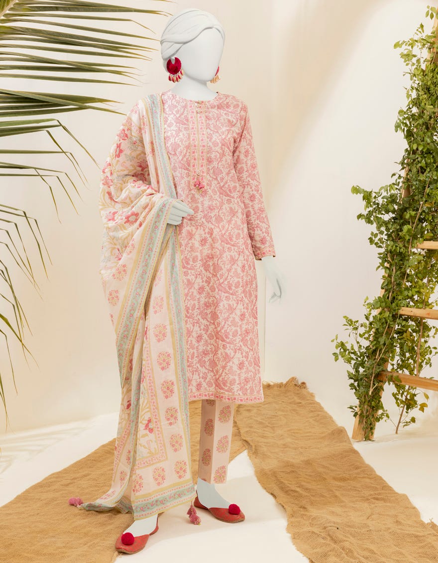 Pink Lawn Unstitched 3 Piece Dress | Jjls-S-Jpwu-23-027