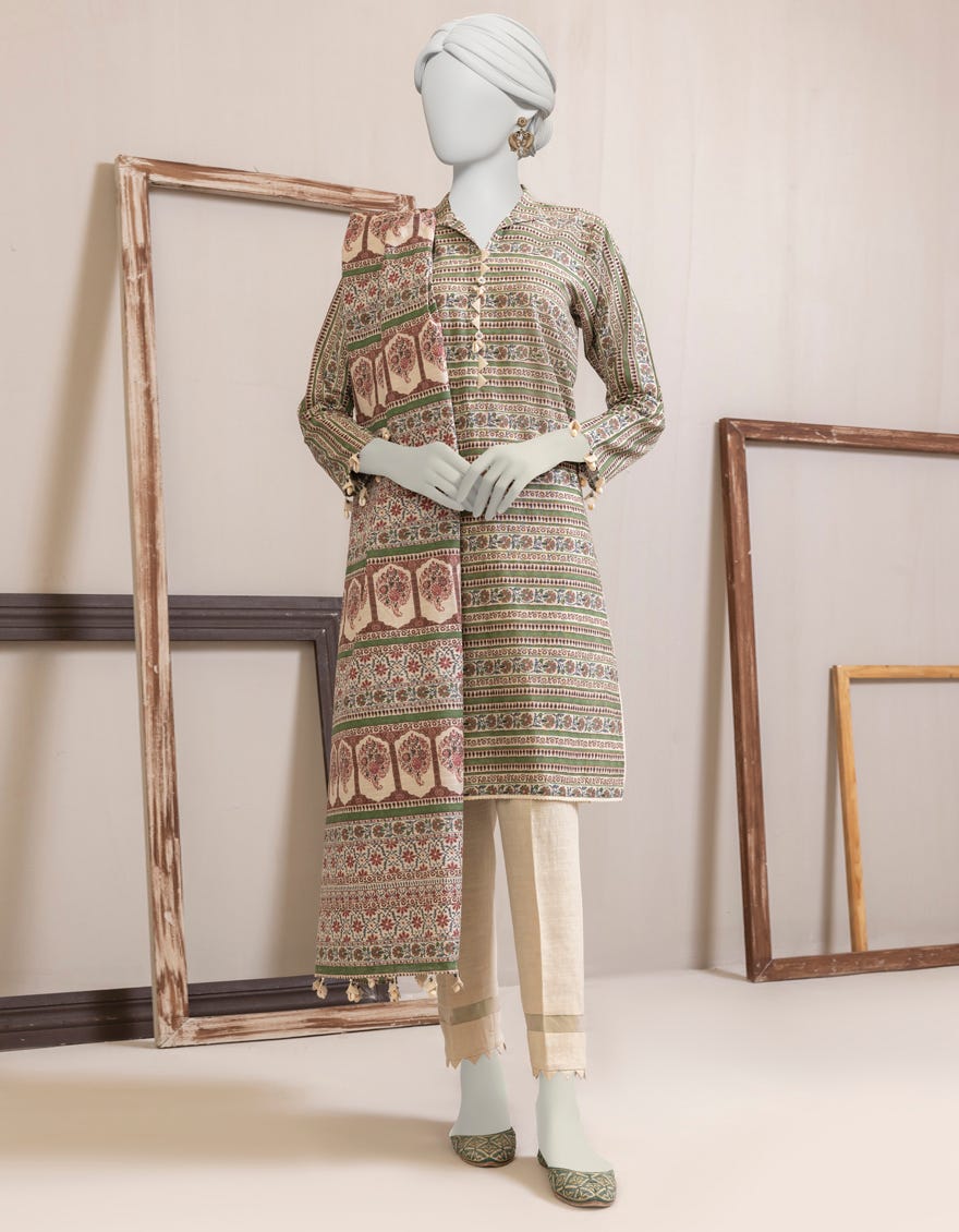Multi Khaddar Unstitched 3 Piece Dress | Jjls-S-Jpwu-23-035