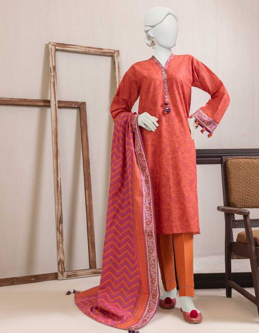 Multi Khaddar Unstitched 3 Piece Dress | Jjls-S-Jpwu-23-036