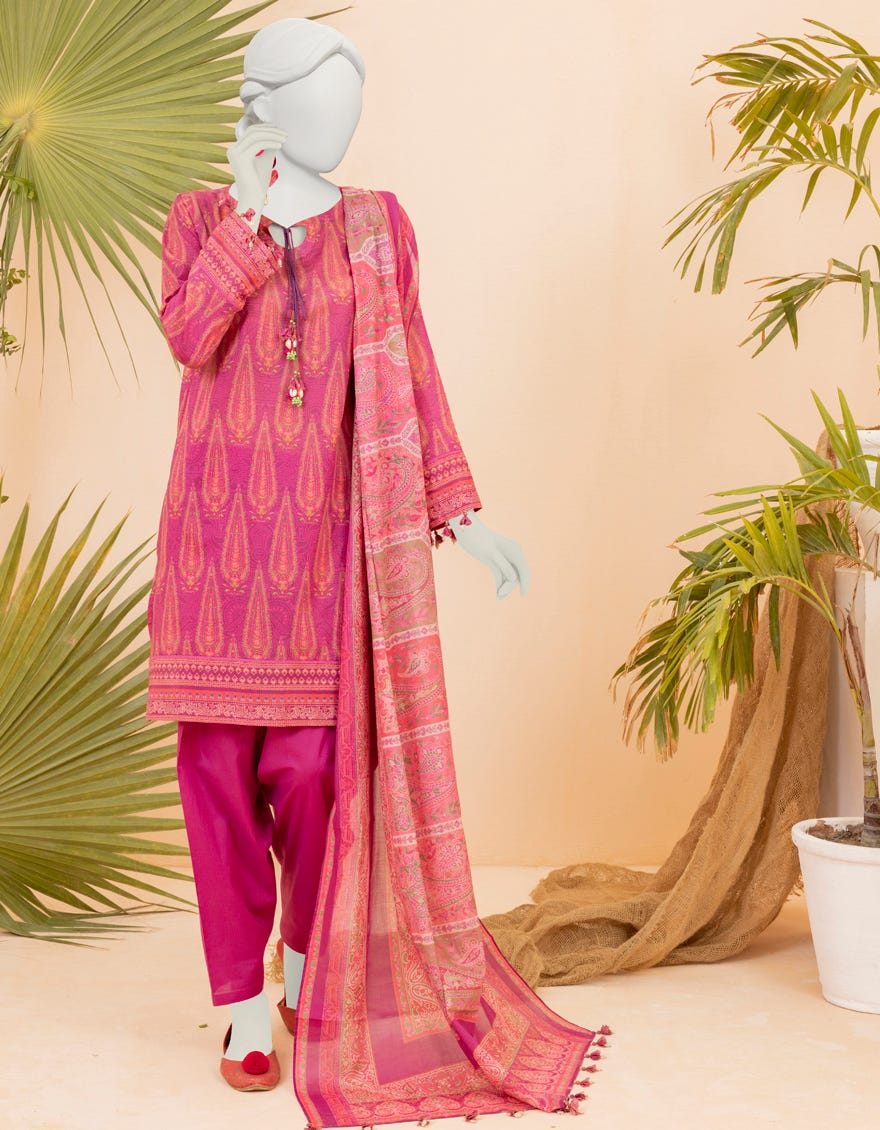 Pink Lawn Unstitched 3 Piece Dress | Jjls-S-Jpwu-23-047