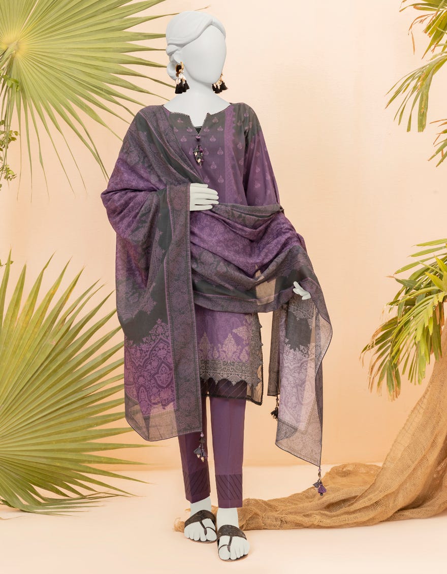 Violet Lawn Unstitched 3 Piece Dress | Jjls-S-Jpwu-23-051